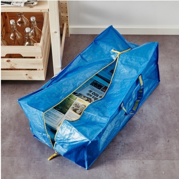 IKEA Frakta - Two (2) ZIPPERED Large Blue Storage Bag Handles/Backpack Storage - Picture 8 of 11